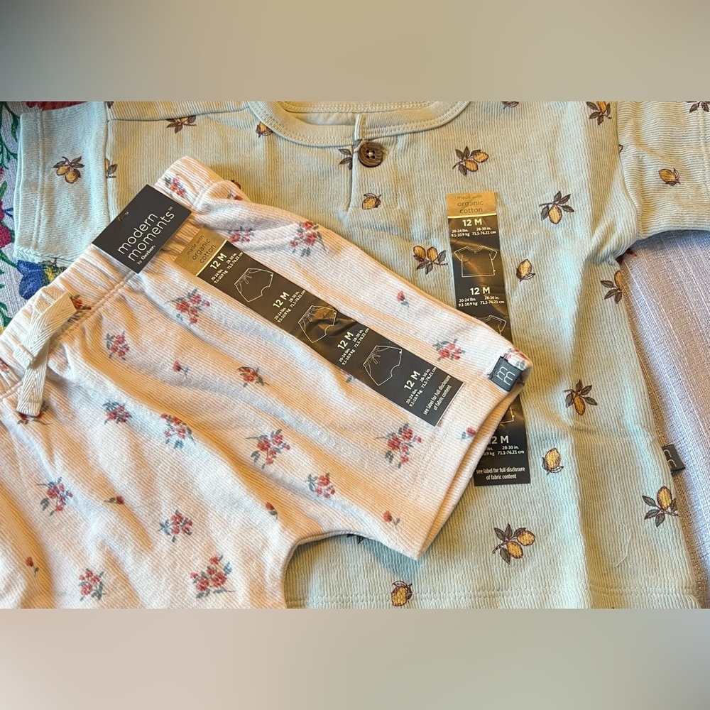 Modern Moments By Gerber Baby Girl’s 2 Piece Shirt & Shorts Bundle 12 Months NWT